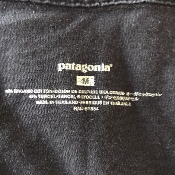 Patagonia Winnow A-line 3/4 Slv Dress M Black Organic Cotton Tencel Twist Front - Picture 2 of 10